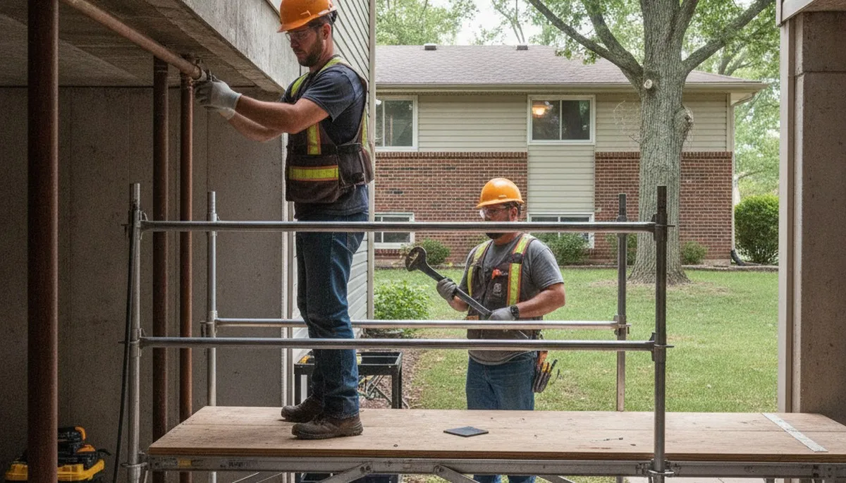 Plumber repairing a pipe in Saint Louis, MO for fast residential plumbing service