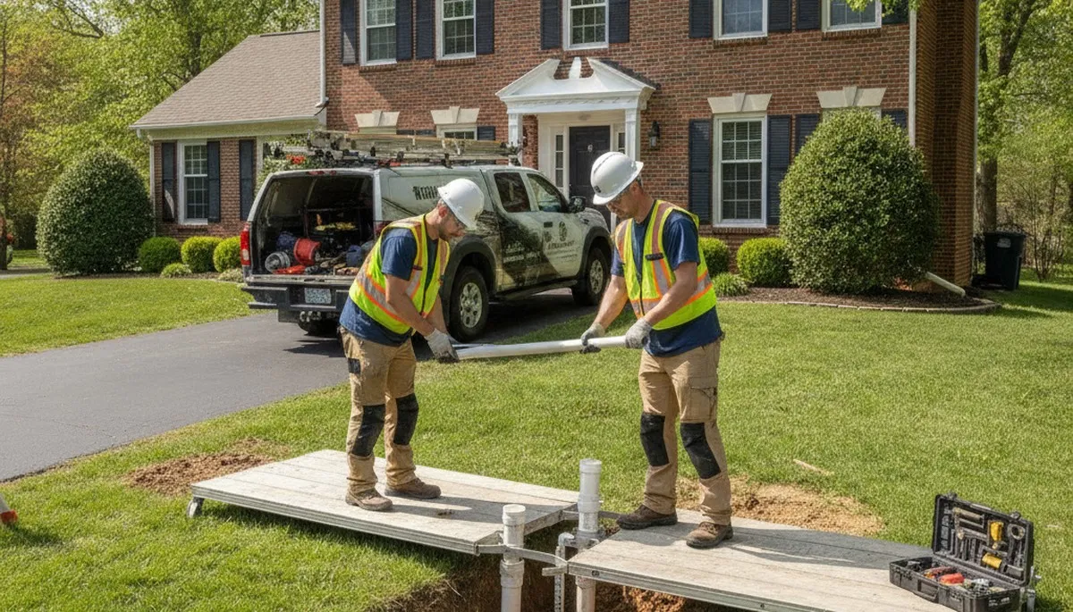 Saint Louis, MO plumbing repair technician fixing a residential pipe leak